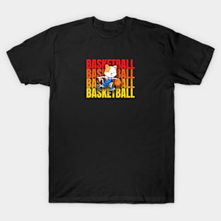 Cat Playing Basketball Typography 3D T-Shirt